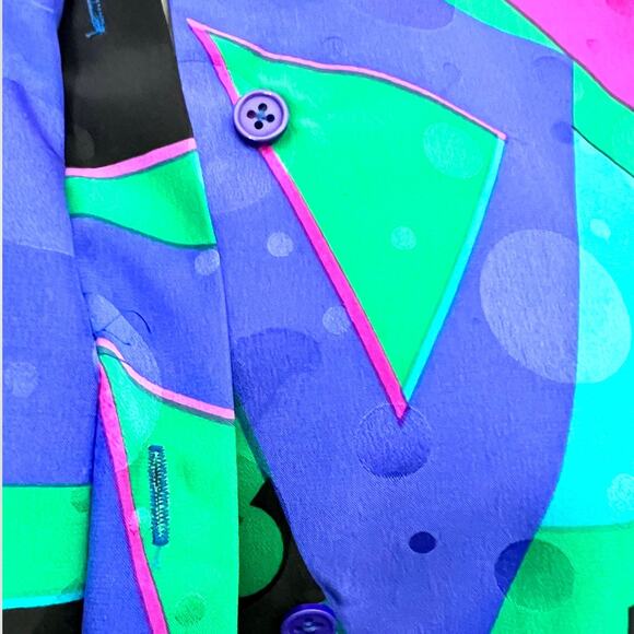 Vintage 80s Anne Crimmins For Umi Collection Abstract Silk Jacket - Picture 3 of 5